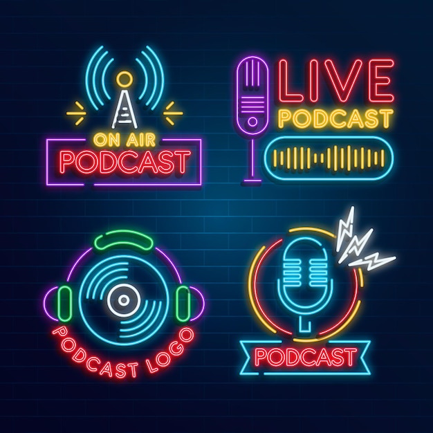 Kolekcja Logo Podcastu Neonowego