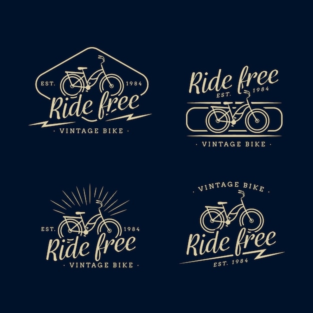 Bezpłatny wektor kolekcja logo rocznika roweru