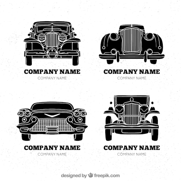 Bezpłatny wektor kolekcja logo rocznika samochodu