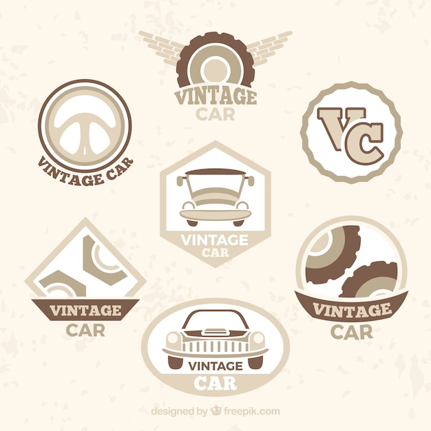 Bezpłatny wektor kolekcja logo rocznika samochodu