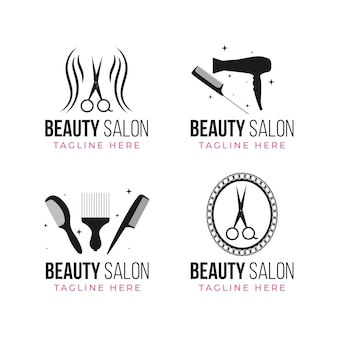 Kolekcja logo salonu fryzjerskiego z płaskiej dłoni