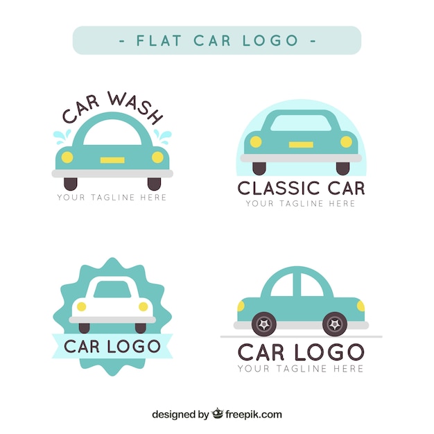 Bezpłatny wektor kolekcja logo samochodu płaskiego