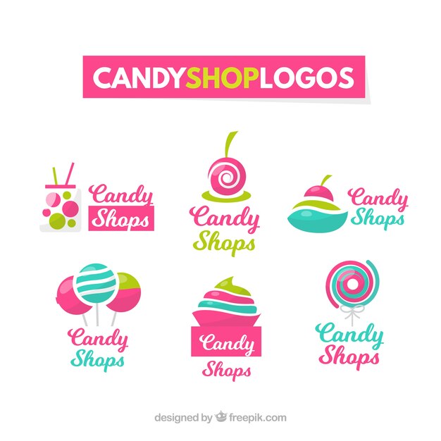 Kolekcja logo sklepu ze słodyczami dla firm