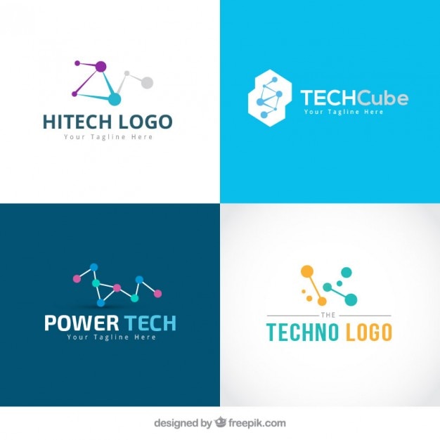 Bezpłatny wektor kolekcja logo technologicznych