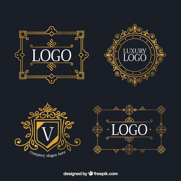 Kolekcja logo w stylu vintage i luksus