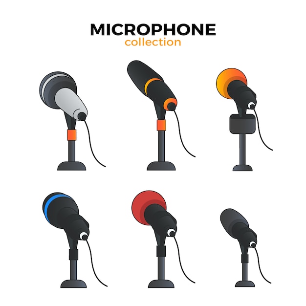 Bezpłatny wektor kolekcja mikrofonów płaskich