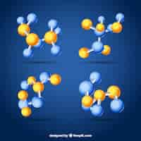 Bezpłatny wektor kolekcja molekuł z kolorowym stylem