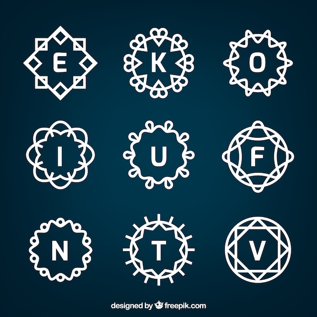 Bezpłatny wektor kolekcja monogramu geometrycznego