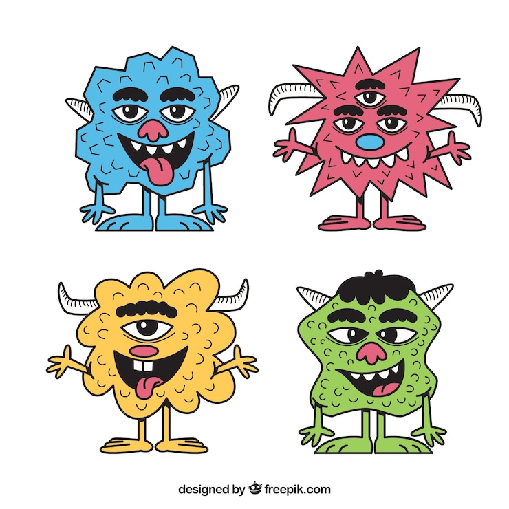 Bezpłatny plik Wektor kolekcja monster w różnych kolorach