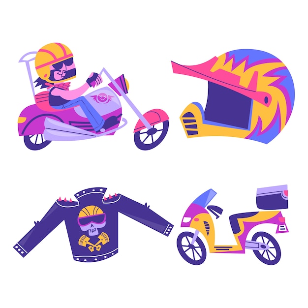 Kolekcja Naklejek Motocyklowych Retro Kreskówka