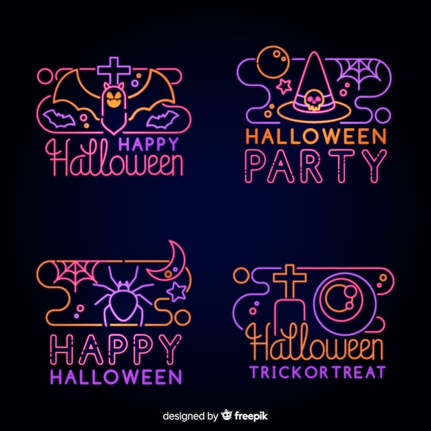 Bezpłatny wektor kolekcja neon element halloween