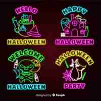 Bezpłatny wektor kolekcja neon halloween