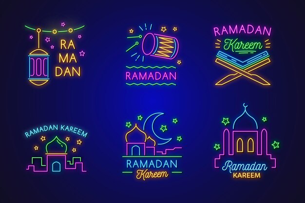 Kolekcja neon znak Ramadan