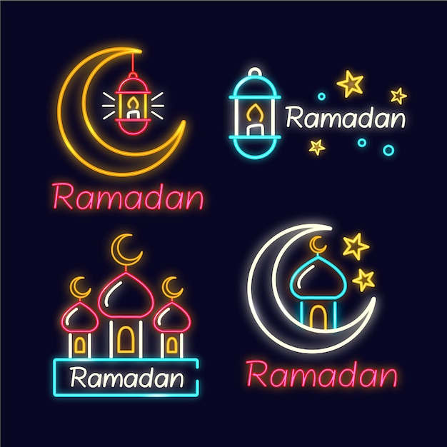 Kolekcja neon znak Ramadan