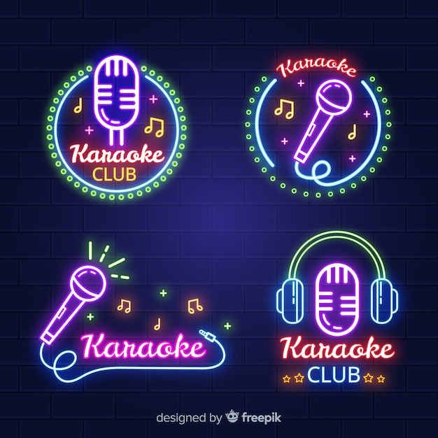 Kolekcja neonów karaoke