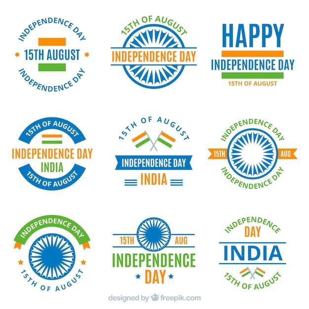 Kolekcja Notek Niezależności Indii W Płaskim Stylu