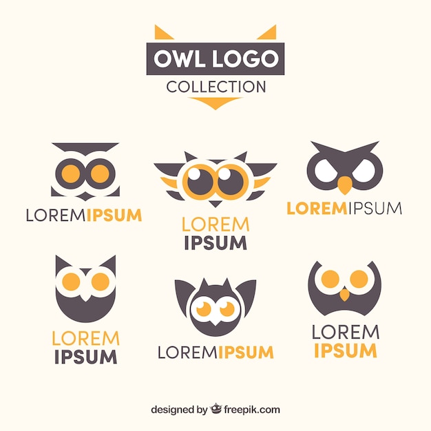 Bezpłatny wektor kolekcja nowoczesnych sowa logo
