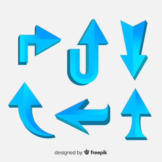 Bezpłatny wektor kolekcja nowoczesnych strzałek w stylu 3d