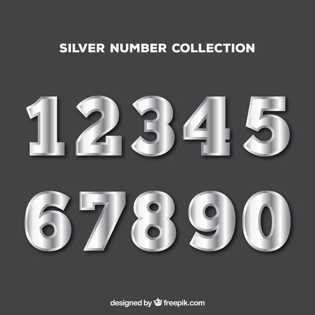 Kolekcja numerów w srebrnym stylu