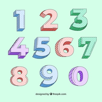 Kolekcja numerów z ręcznie rysowane stylu