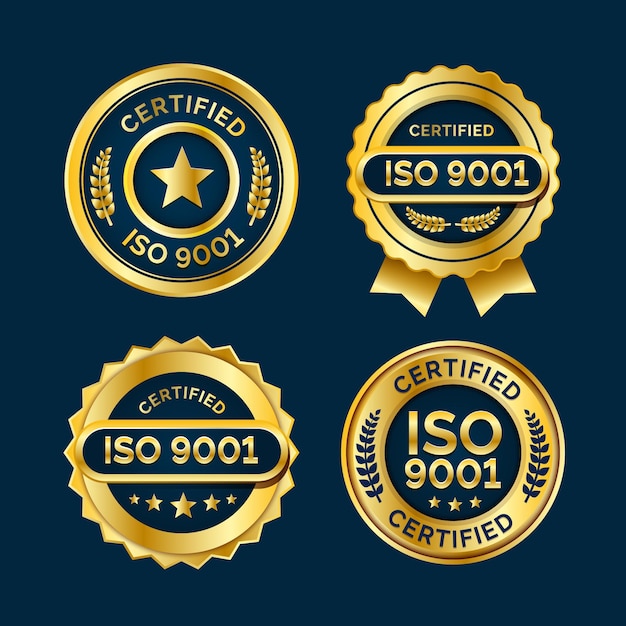 Kolekcja odznak certyfikacyjnych ISO