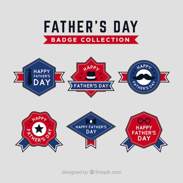 Bezpłatny wektor kolekcja odznak dzień ojca w stylu płaski