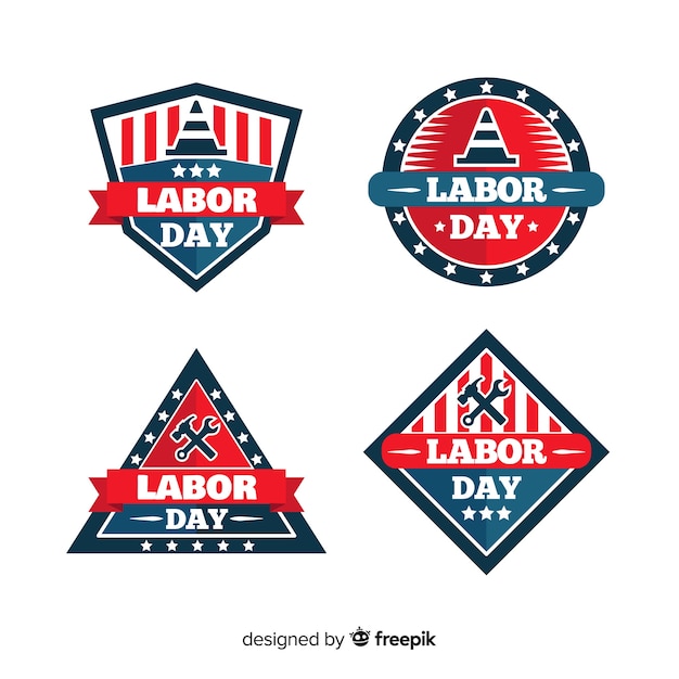 Kolekcja Odznak Dzień Pracy Usa W Stylu Płaskiej