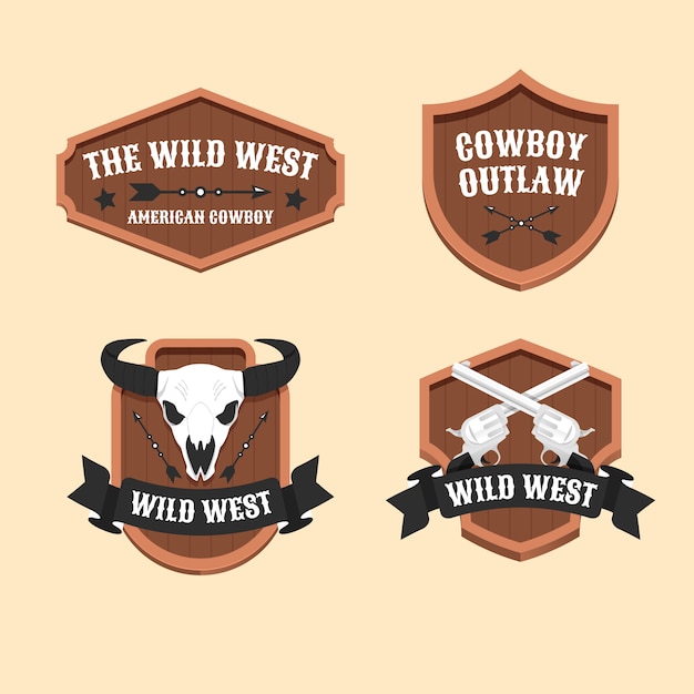 Bezpłatny wektor kolekcja odznak imprezy kowbojskiej