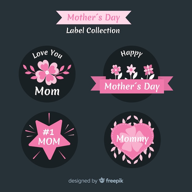 Bezpłatny wektor kolekcja odznaka płaski dzień matki
