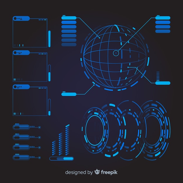 Bezpłatny wektor kolekcja offuturistic infographic element