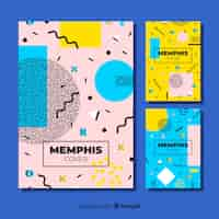 Bezpłatny wektor kolekcja okładek designerskich memphis