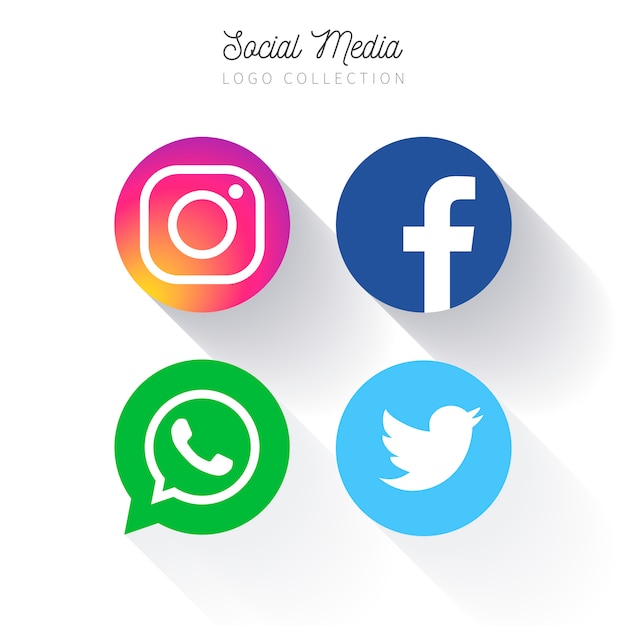 Kolekcja okrągłych logo popularnych mediów społecznościowych