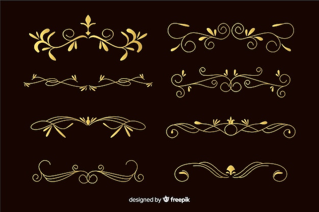 Bezpłatny wektor kolekcja ornamentu złote segmentowe ramki