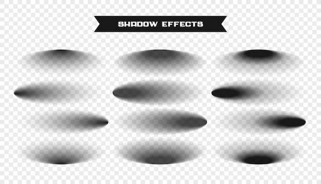 Bezpłatny wektor kolekcja owalnego kształtu realistycznego efektu cienia