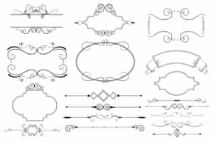 Bezpłatny wektor kolekcja ozdobnych elementów kaligraficznych