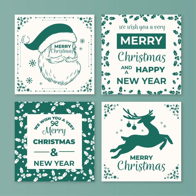 Bezpłatny wektor kolekcja ozdobnych kartek świątecznych