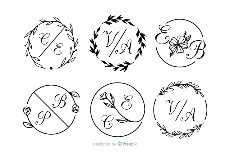 Bezpłatny plik Wektor kolekcja ozdobnych monogram ślubny