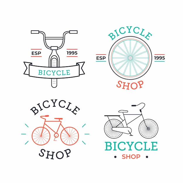 Bezpłatny wektor kolekcja pastelowych kolorowych logo vintage roweru