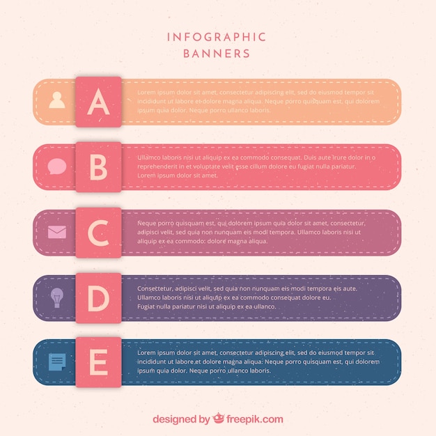 Kolekcja Pięciu Kolorowych Banerów Infograficznych