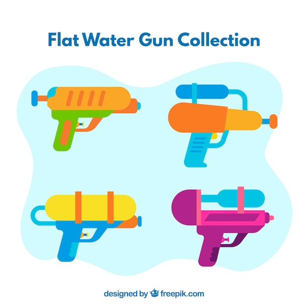 Bezpłatny wektor kolekcja pistoletów na wodę w różnych kolorach