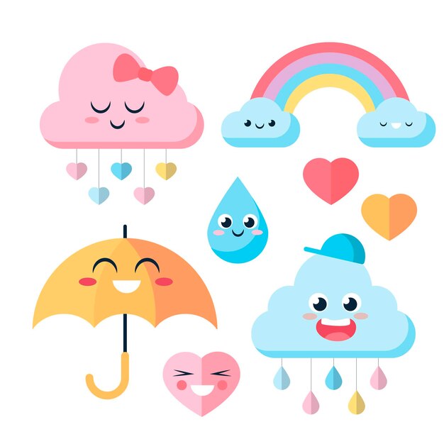 Kolekcja płaskich elementów dekoracyjnych chuva de amor