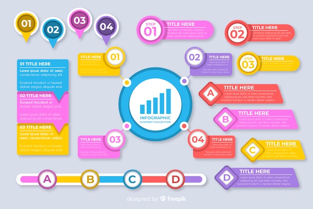 Kolekcja Płaskich Elementów Infographic