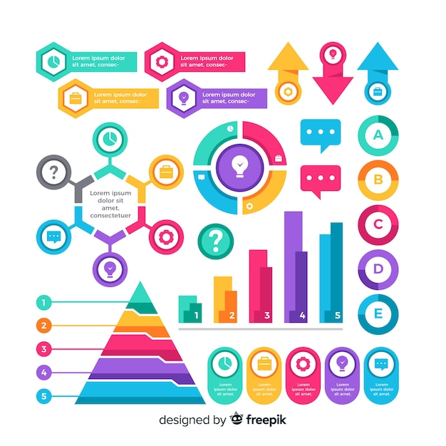 Kolekcja Płaskich Elementów Infographic