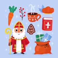 Bezpłatny wektor kolekcja płaskich elementów sinterklaas