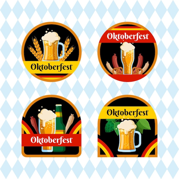 Kolekcja Płaskich Etykiet Oktoberfest