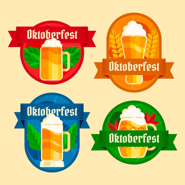 Kolekcja Płaskich Etykiet Oktoberfest