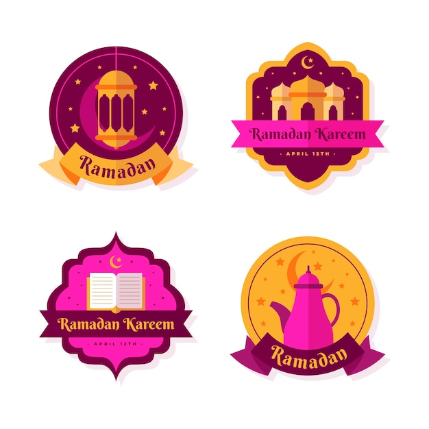 Kolekcja Płaskich Etykiet Ramadan
