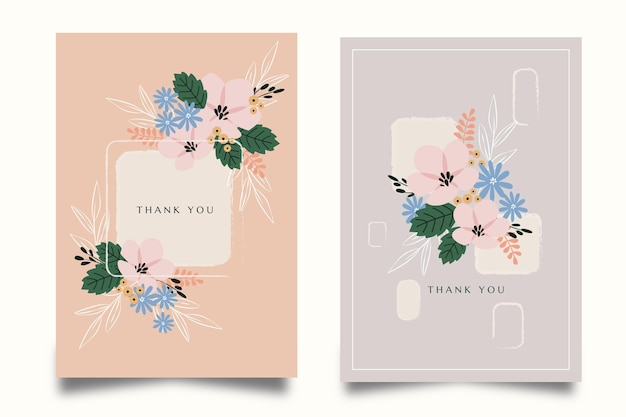 Kolekcja płaskich kart z kwiatami