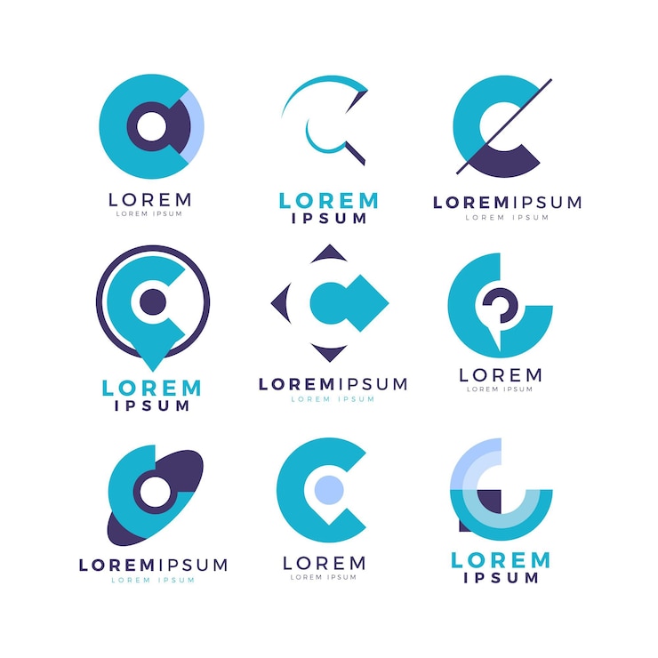 Bezpłatny plik Wektor kolekcja płaskich logo c