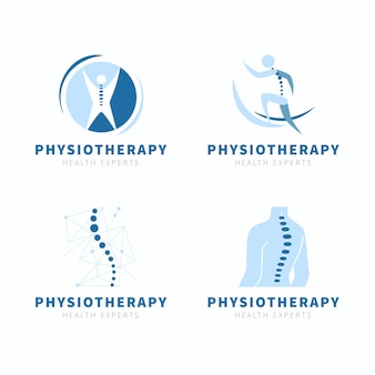 Kolekcja płaskich logo fizjoterapii